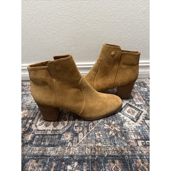 Tory Burch Sabe Tan Suede Leather Ankle Boots Size 10 M Nice - Picture 1 of 8